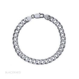 DIVERSE stříbrný náramek FLAT CURB blackened