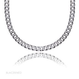 DIVERSE stříbrný řetízek FLAT CURB blackened