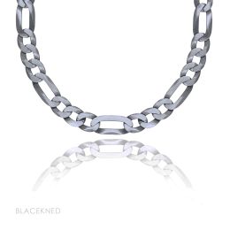 DIVERSE stříbrný řetízek FLAT FIGARO blackened