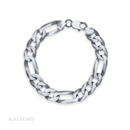 DIVERSE stříbrný náramek FLAT FIGARO blackened