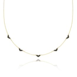 MOISS náhrdelník ze žlutého zlata SRDCE ONYX