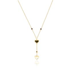 MOISS náhrdelník ze žlutého zlata SRDCE ONYX