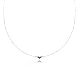 MOISS náhrdelník z bílého zlata SRDCE ONYX