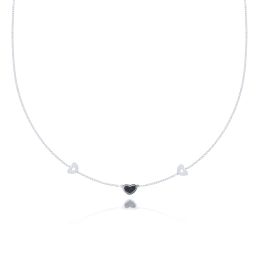 MOISS náhrdelník z bílého zlata SRDCE ONYX