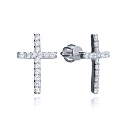 MOISS náušnice z bílého zlata KŘÍŽEK
