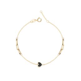 MOISS náramek ze žlutého zlata SRDCE ONYX