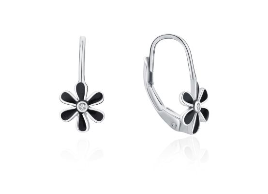 MOISS stříbrné náušnice SMALT KVĚTINA