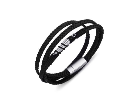 DIVERSE kožený náramek z oceli PÍRKO