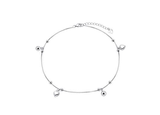 MOISS stříbrný náramek na nohu SRDCE