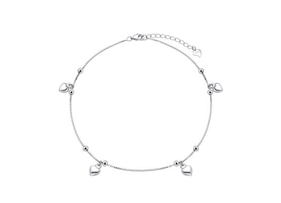 MOISS stříbrný náramek na nohu SRDCE