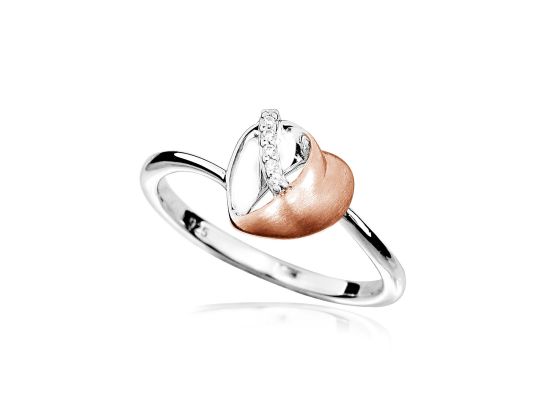 MOISS stříbrný prsten SRDCE ROSE