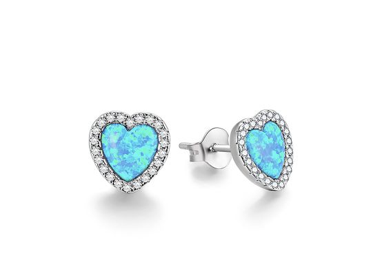 MOISS stříbrné náušnice SRDCE OPÁL