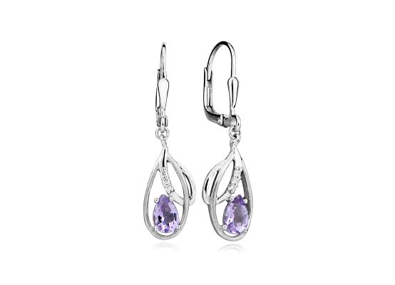 MOISS stříbrné náušnice AMETYST
