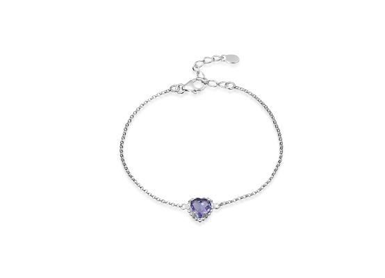 MOISS stříbrný náramek SRDCE AMETYST