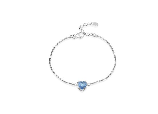 MOISS stříbrný náramek SRDCE TOPAZ