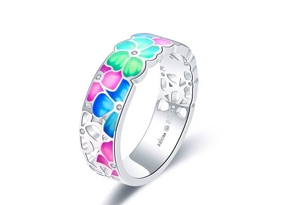 MOISS stříbrný prsten SMALT KVĚTINA