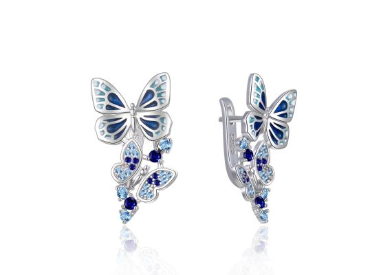 MOISS smaltové stříbrné naušnice