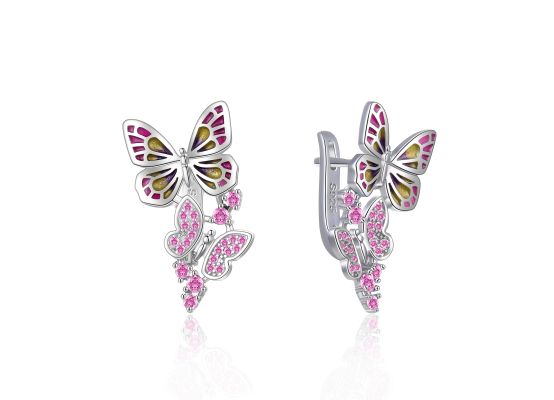 MOISS smaltové stříbrné naušnice