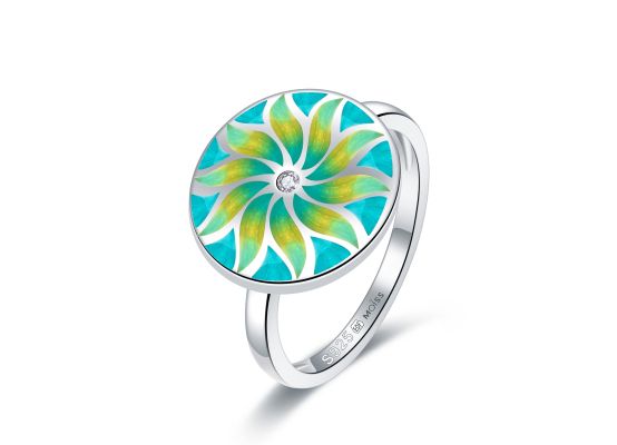 MOISS stříbrný prsten SMALT KVĚTINA