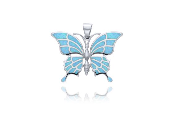 MOISS opálový stříbrný přívěsek MOTÝL