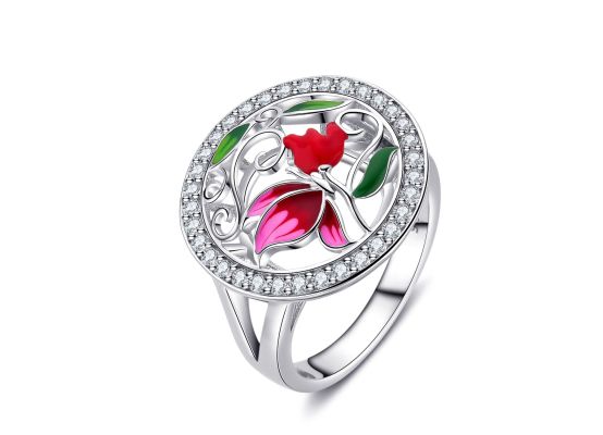 MOISS stříbrný prsten SMALT KVĚTINA