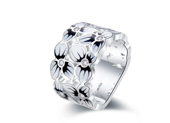 MOISS stříbrný prsten SMALT KVĚTINA
