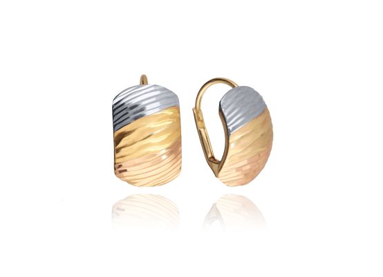 MOISS náušnice ze žlutého zlata TRICOLOR