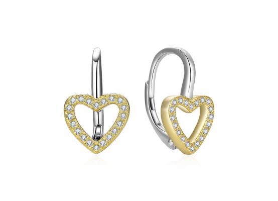 MOISS stříbrné náušnice SRDCE BICOLOR