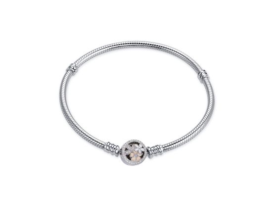 MOISS stříbrný náramek na korálek SMALT KVĚTINA