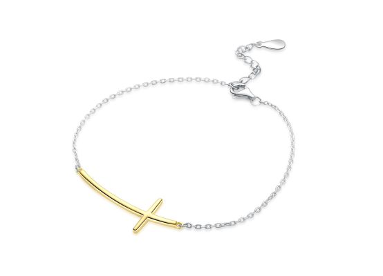 MOISS stříbrný náramek GOLD KŘÍŽEK
