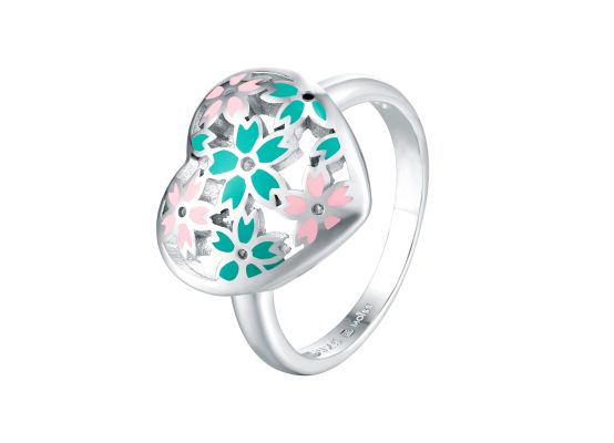 MOISS stříbrný prsten SMALT SRDCE