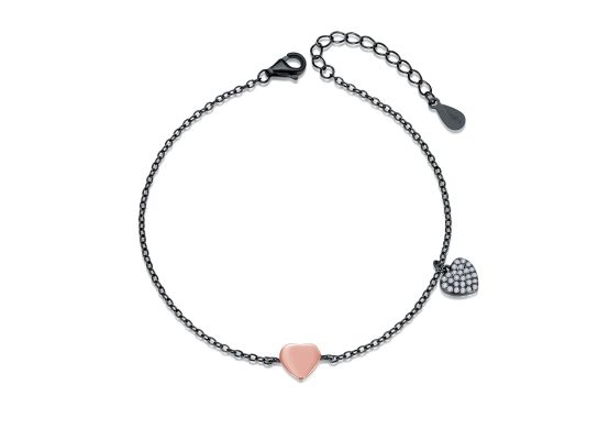 MOISS stříbrný náramek ROSE SRDCE