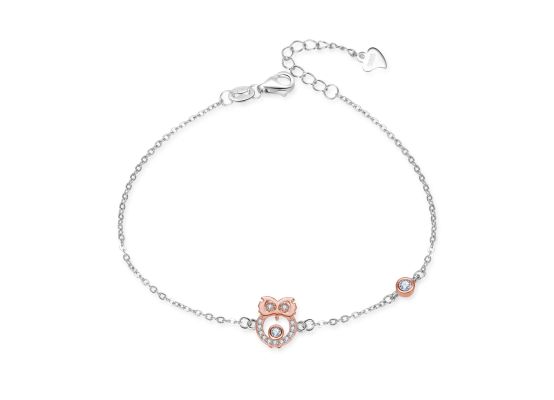 MOISS stříbrný náramek BICOLOR ROSE SOVA