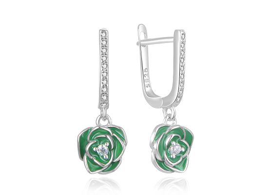 MOISS stříbrné náušnice KVĚTINA SMALT