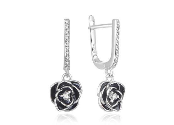 MOISS stříbrné náušnice KVĚTINA SMALT