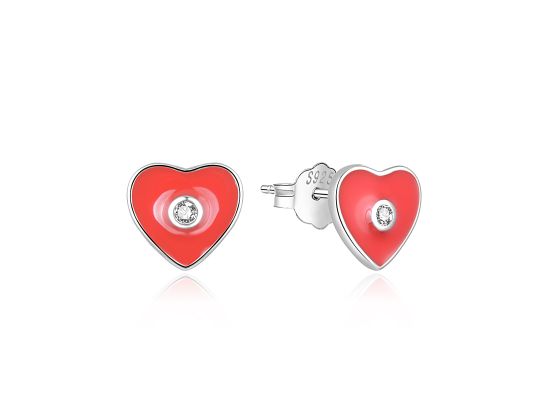 MOISS stříbrné náušnice SMALT SRDCE