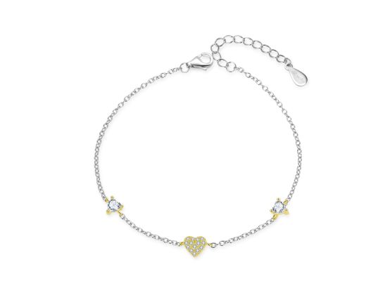 MOISS stříbrný náramek GOLD SRDCE