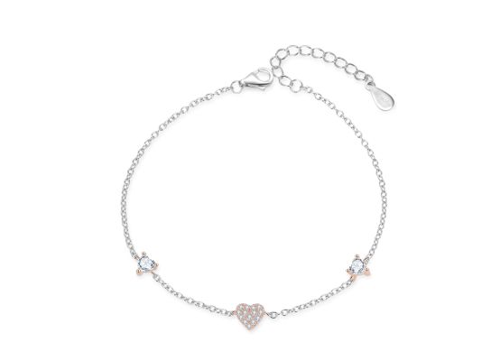 MOISS stříbrný náramek ROSE SRDCE