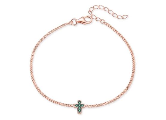 MOISS stříbrný řetízkový náramek KŘÍŽEK ROSE