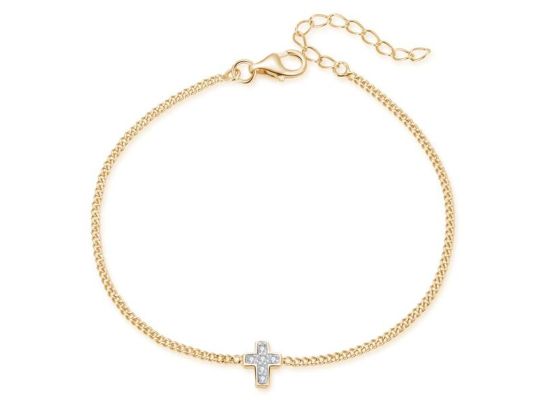 MOISS stříbrný řetízkový náramek KŘÍŽEK GOLD
