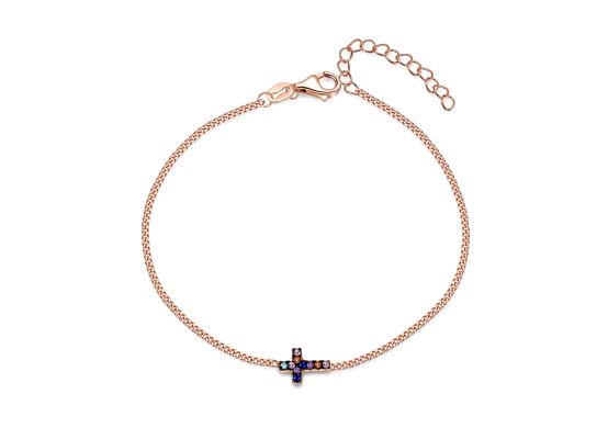 MOISS stříbrný náramek KŘÍZEK ROSE