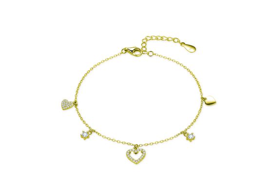 MOISS stříbrný náramek GOLD SRDCE