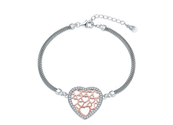 MOISS stříbrný náramek SRDCE BICOLOR