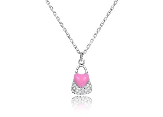 MOISS smaltový stříbrný náhrdelník SRDCE