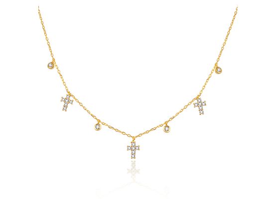 MOISS stříbrný náhrdelník KŘÍŽEK GOLD