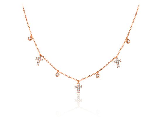 MOISS stříbrný náhrdelník KŘÍŽEK ROSE