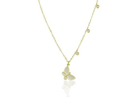 MOISS stříbrný náhrdelník MOTÝL GOLD