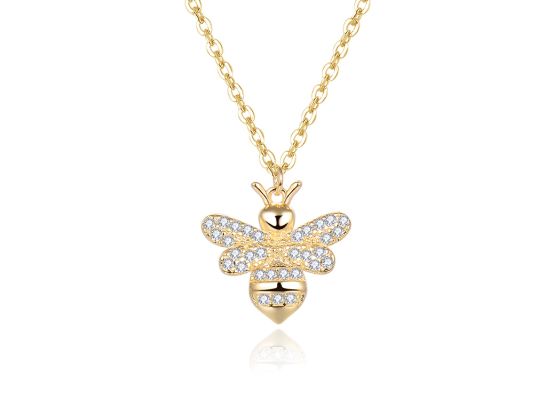 MOISS stříbrný náhrdelník VČELA GOLD
