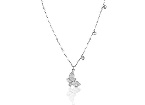 MOISS stříbrný náhrdelník MOTÝL
