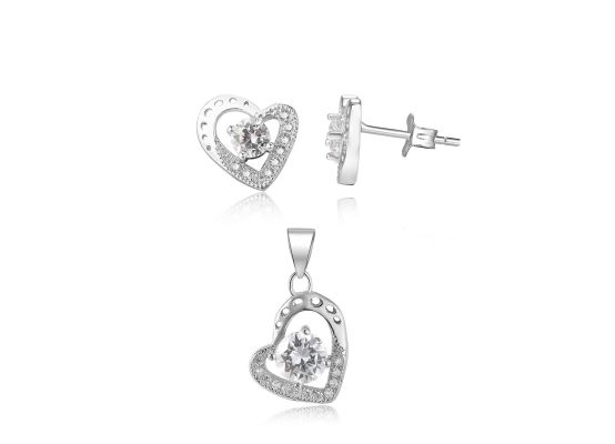 MOISS stříbrná sada SRDCE